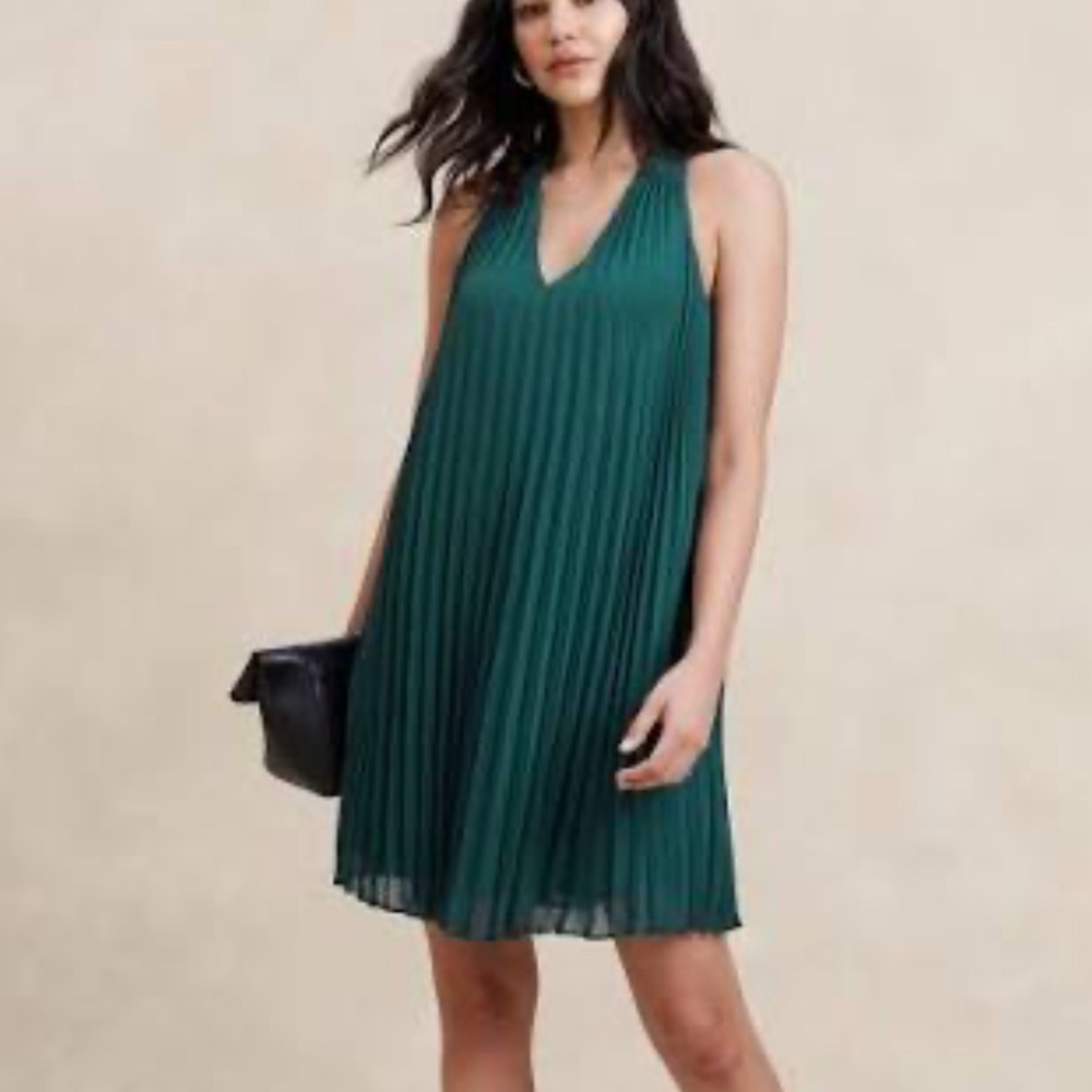 Banana Republic Dark Green Halter Pleated Midi Dress plus Size 18 23181